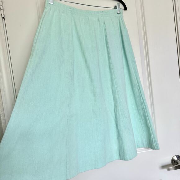 Vintage Pykettes Skirt Women's 12 Baby Blue A-line Midi Cottage Country Prairie - Picture 6 of 13